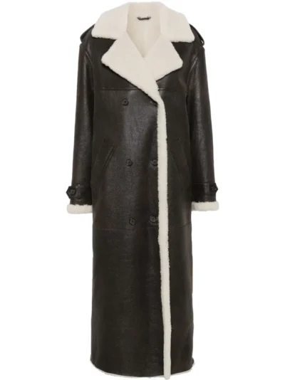 Women's Brown Shearling Trench Coat