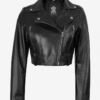 Women’s Edgy Black Cropped Leather Moto Jacket