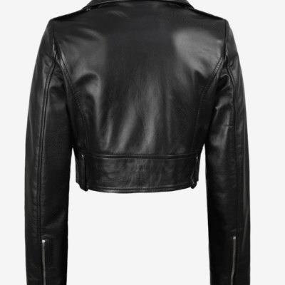 Women’s Edgy Black Cropped Leather Moto Jacket