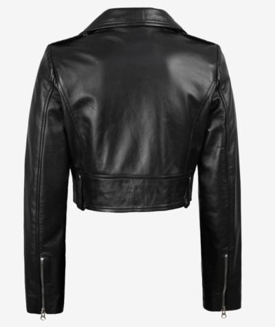 Women’s Edgy Black Cropped Leather Moto Jacket