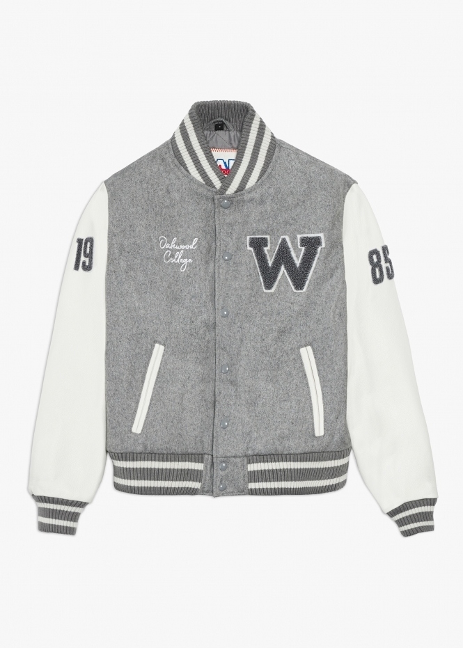 Women’s Grey College Varsity Jacket