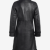 Women’s Mid-Length Real Leather Coat with Black Shearling