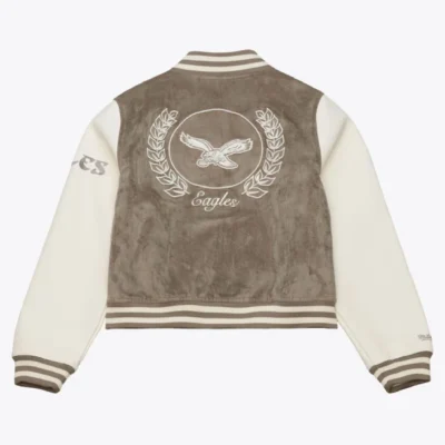 Womens-Philadelphia-Eagles-TanCream-Varsity-Full-Snap-Jacket