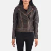 Women's Quilted Vintage Brown Biker Jacket