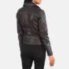 Women's Quilted Vintage Brown Biker Jacket