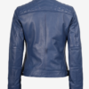 Women’s Real Lambskin Blue Quilted Moto Jacket