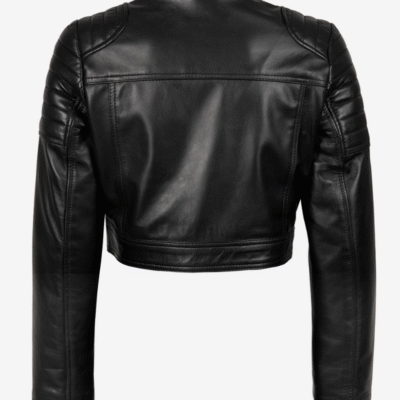 Women’s Real Leather Black Cropped Moto Jacket