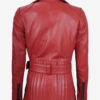 Womens Red Moto Leather-Jacket back