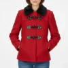 Women’s Red Wool Toggle Duffle Jacket