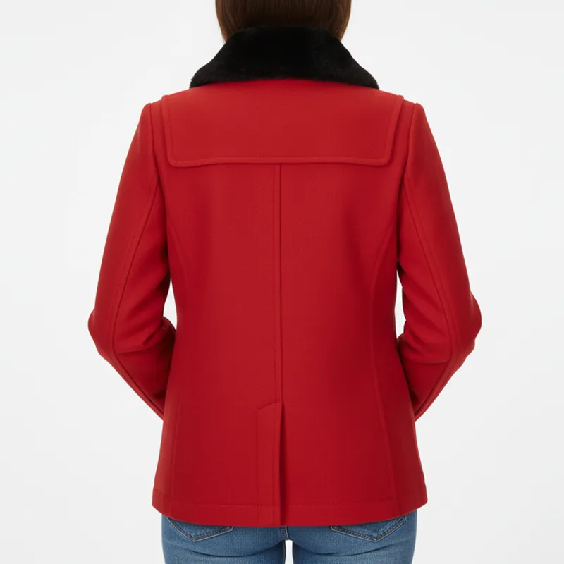 Women’s Red Wool Toggle Duffle Jacket