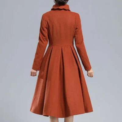 Women’s Retro 1940s Burnt Orange Princess Wool Coat