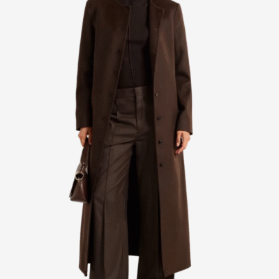 Women’s Rosario Chocolate Brown Collarless Wool Trench
