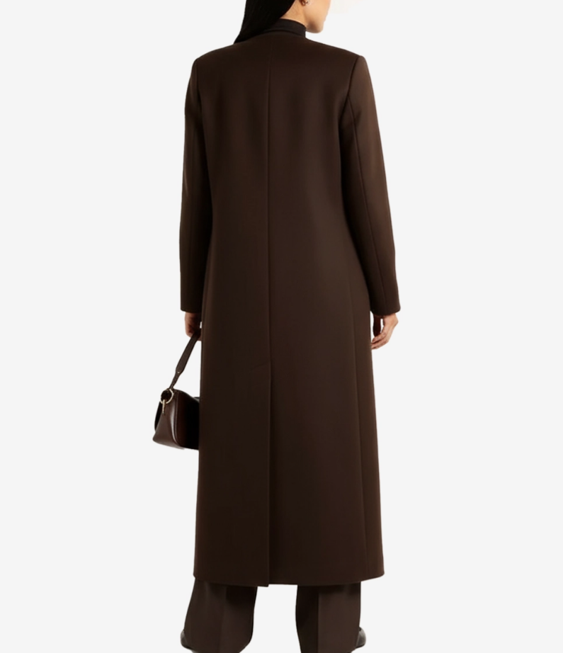 Women’s Rosario Chocolate Brown Collarless Wool Trench