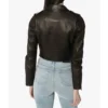 Women’s Sleek Black Cropped Biker Leather Jacket