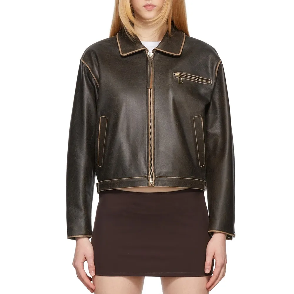 Women’s Vintage Brown Moto Leather Jacket