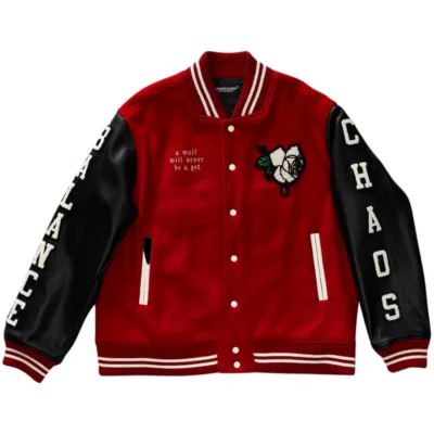 Women’s Wolf Rose Embroidered Varsity Jacket