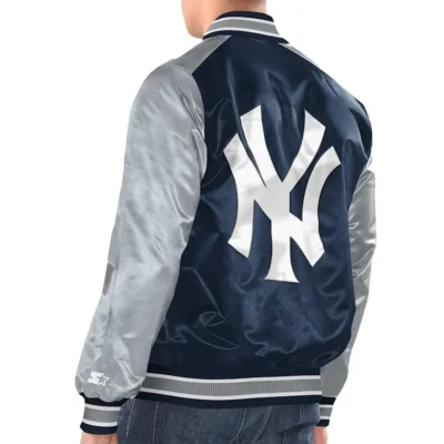 Yankees Navy & Silver Renegade Satin Jacket