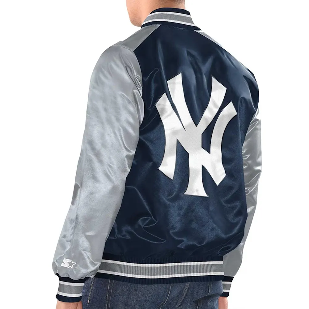 Yankees Navy & Silver Renegade Satin Jacket
