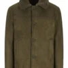 Army Green Urban Buttoned Suede Jacket