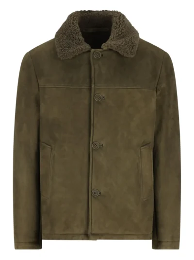 Army Green Urban Buttoned Suede Jacket