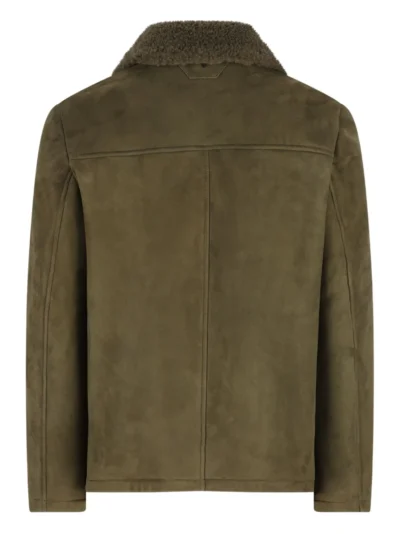 Army Green Urban Buttoned Suede Jacket