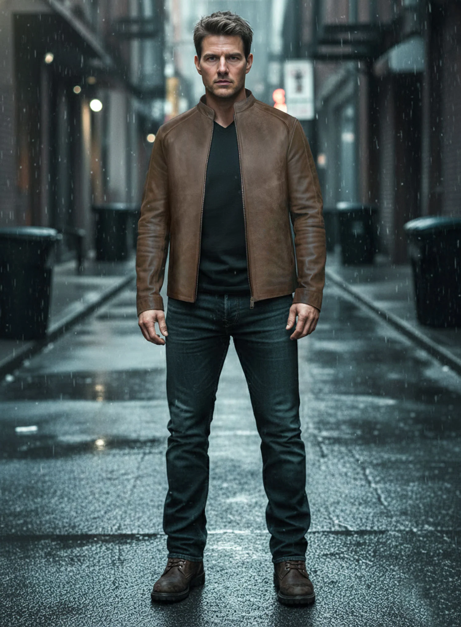 Authentic Jack Reacher Tom Cruise Brown Leather Jacket