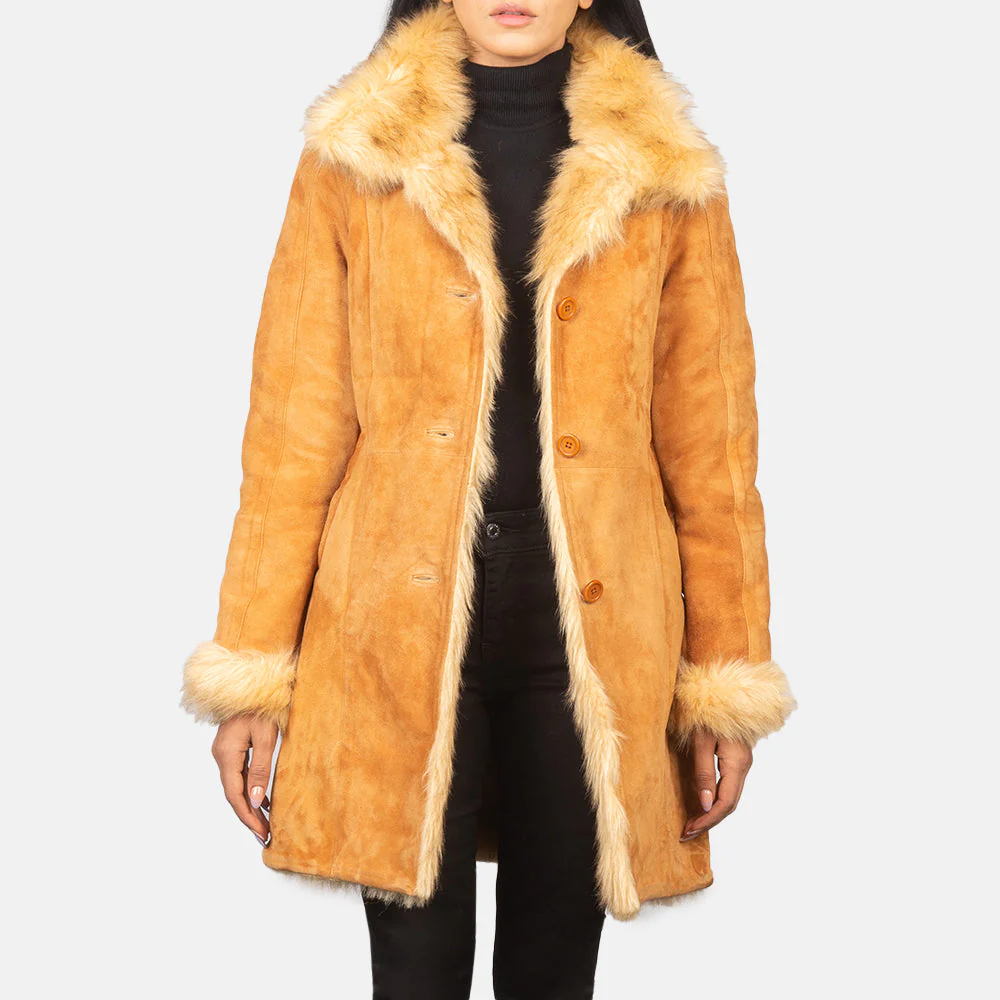 Beige Erica Shearling Leather Coat