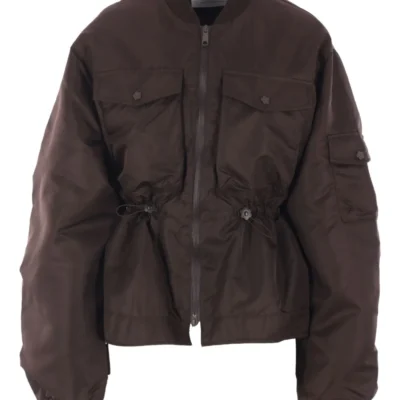 Birdie Brown Zip-Up Bomber Jacket