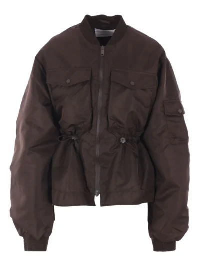 Birdie Brown Zip-Up Bomber Jacket