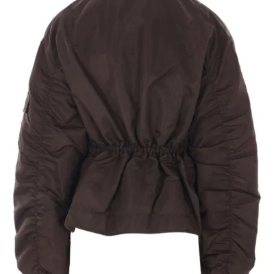 Birdie Brown Zip-Up Bomber Jacket