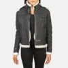 Black Fiona Hooded Shearling Leather Jacket