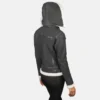 Black Fiona Hooded Shearling Leather Jacket