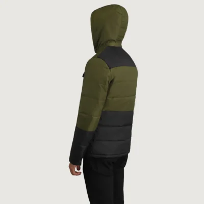 Black & Green Wayne Hooded Puffer Jacket