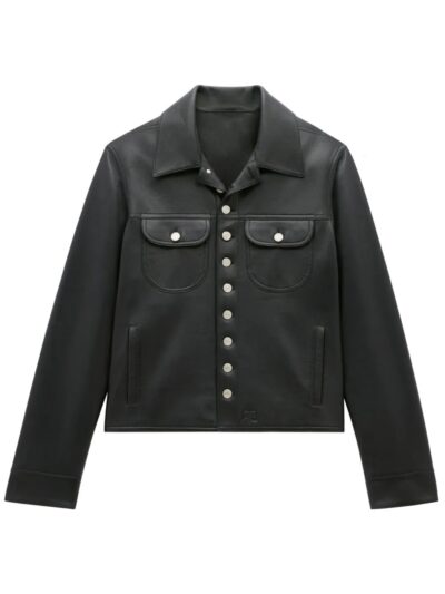 Black Lambskin Leather Trucker Jacket