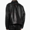 Black Leather Sabbath Trucker Jacket with Button Fastening