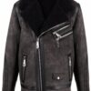 Black Suede Faux Shearling Biker Jacket