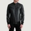 Black Sven Leather Bomber Jacket