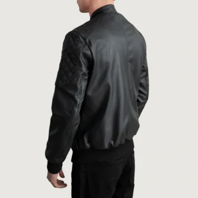 Black Sven Leather Bomber Jacket