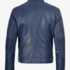 Blue Men’s Moto-Style Leather Jacket
