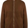 Brown Everyday Hooded Suede Jacket