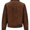 Brown Suede Trucker Jacket with Contrast Collar