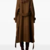 Brown belted wool trench coat