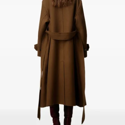 Brown belted wool trench coat
