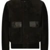 Calf Skin Black Leather Bomber Jacket