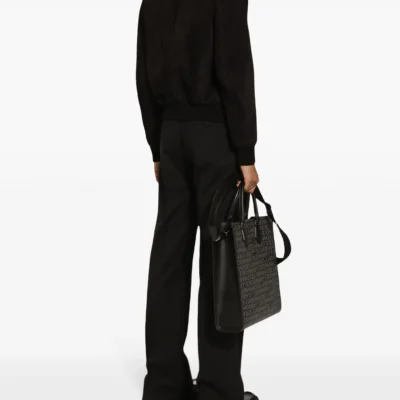 Calf Skin Black Leather Bomber Jacket