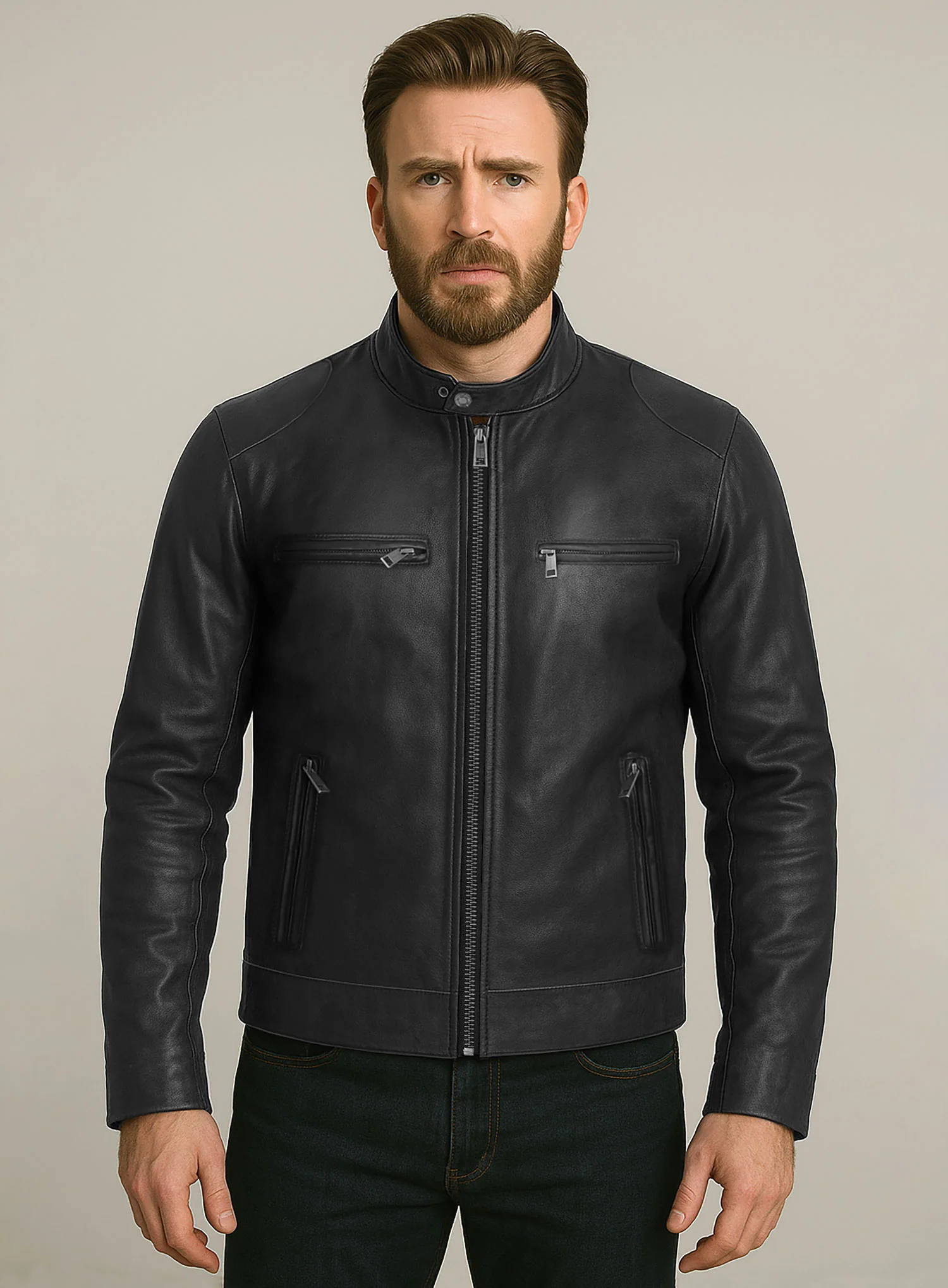 Captain America Endgame Cinematic Leather Jacket Front View