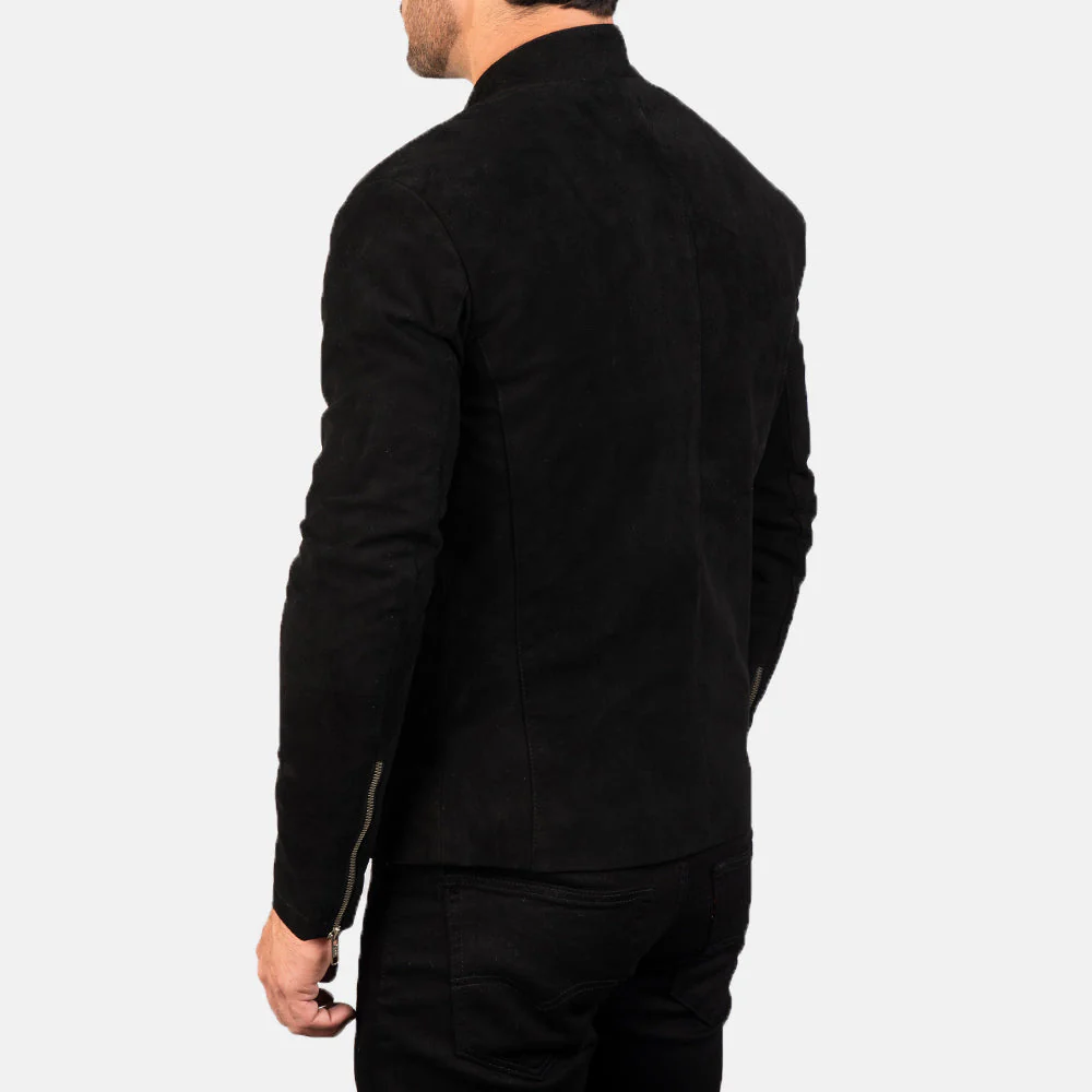 Charcoal Suede Black Biker Jacket