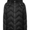 Chevron Black Quilted Puffer Jacket