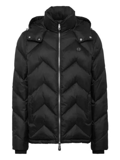 Chevron Black Quilted Puffer Jacket