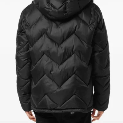 Chevron Black Quilted Puffer Jacket
